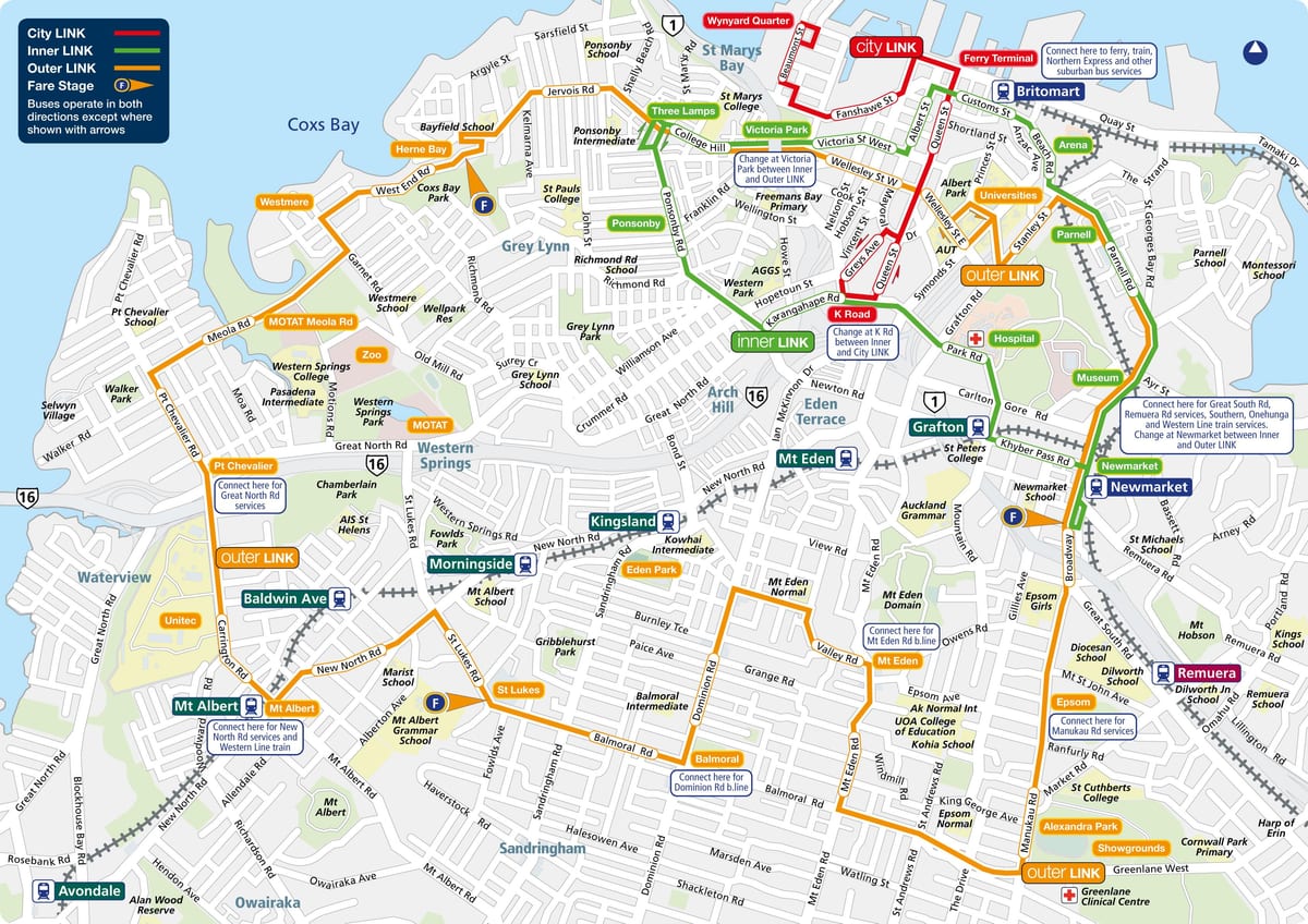Auckland autobus rrugë hartë