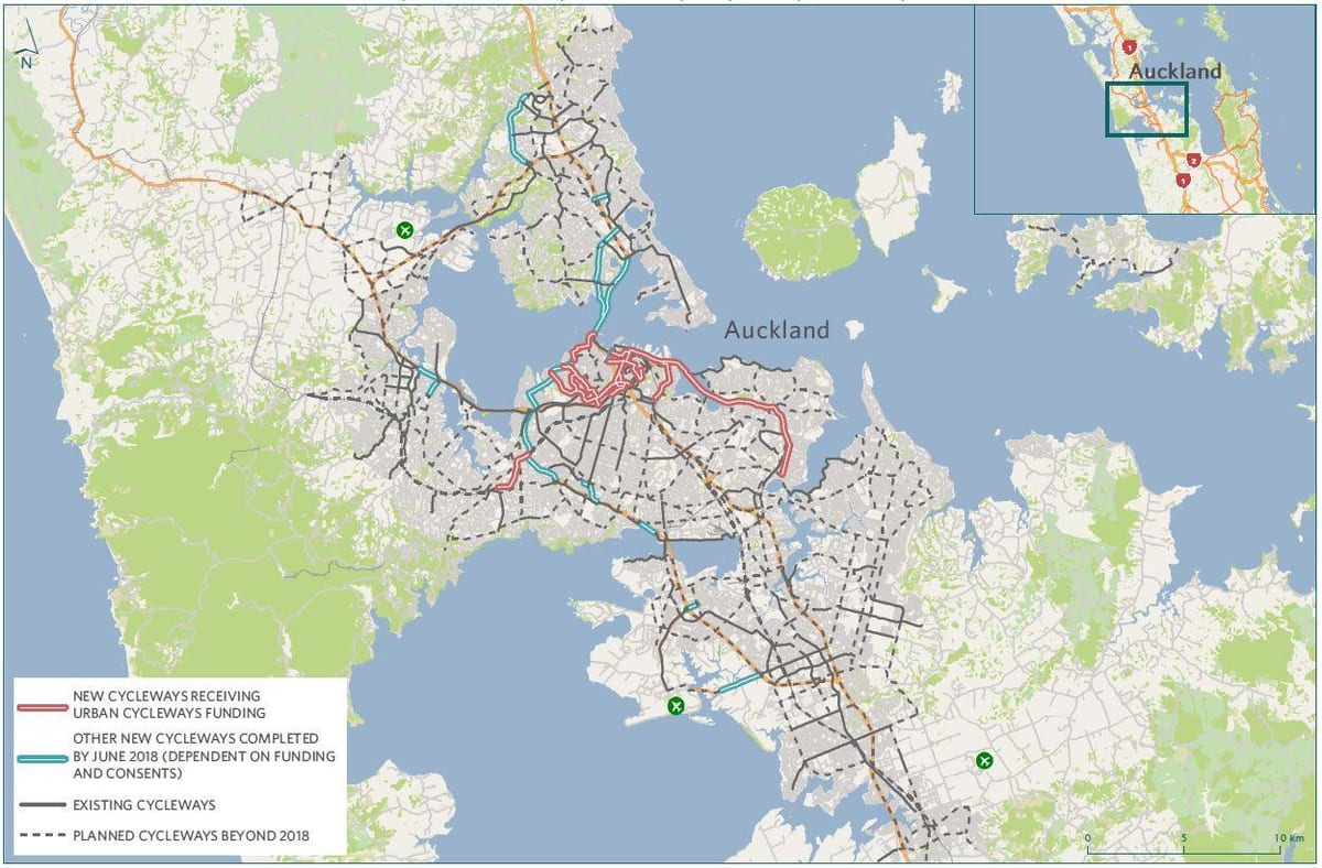 harta e cycleway Auckland hartë