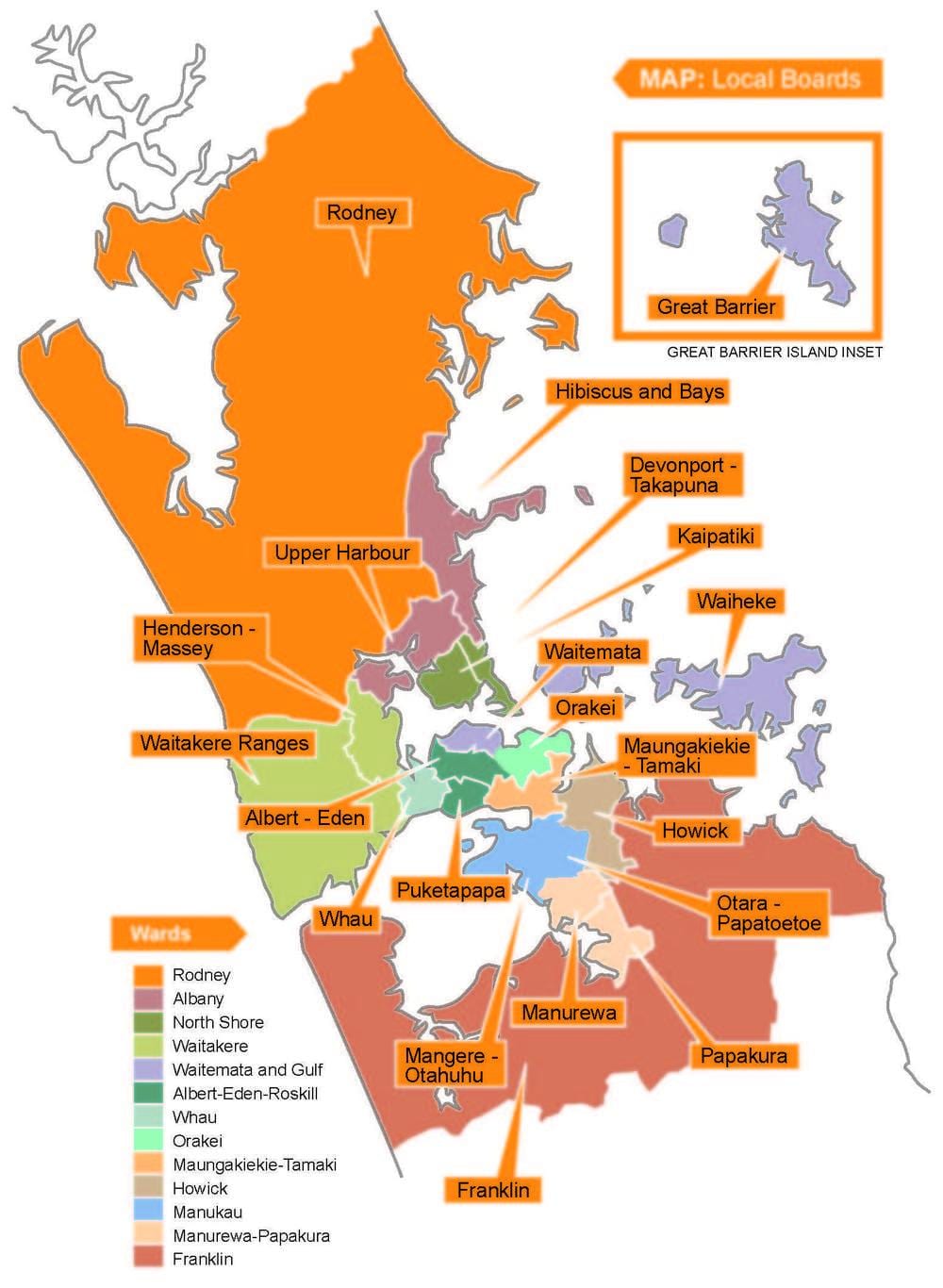 Auckland këshillit kufijtë hartë