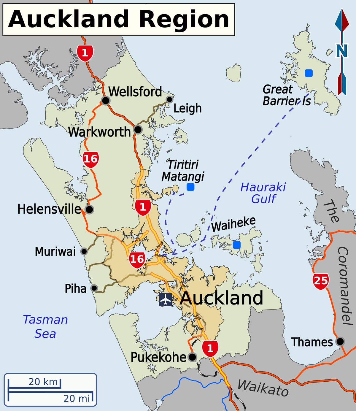 harta e Auckland rajon
