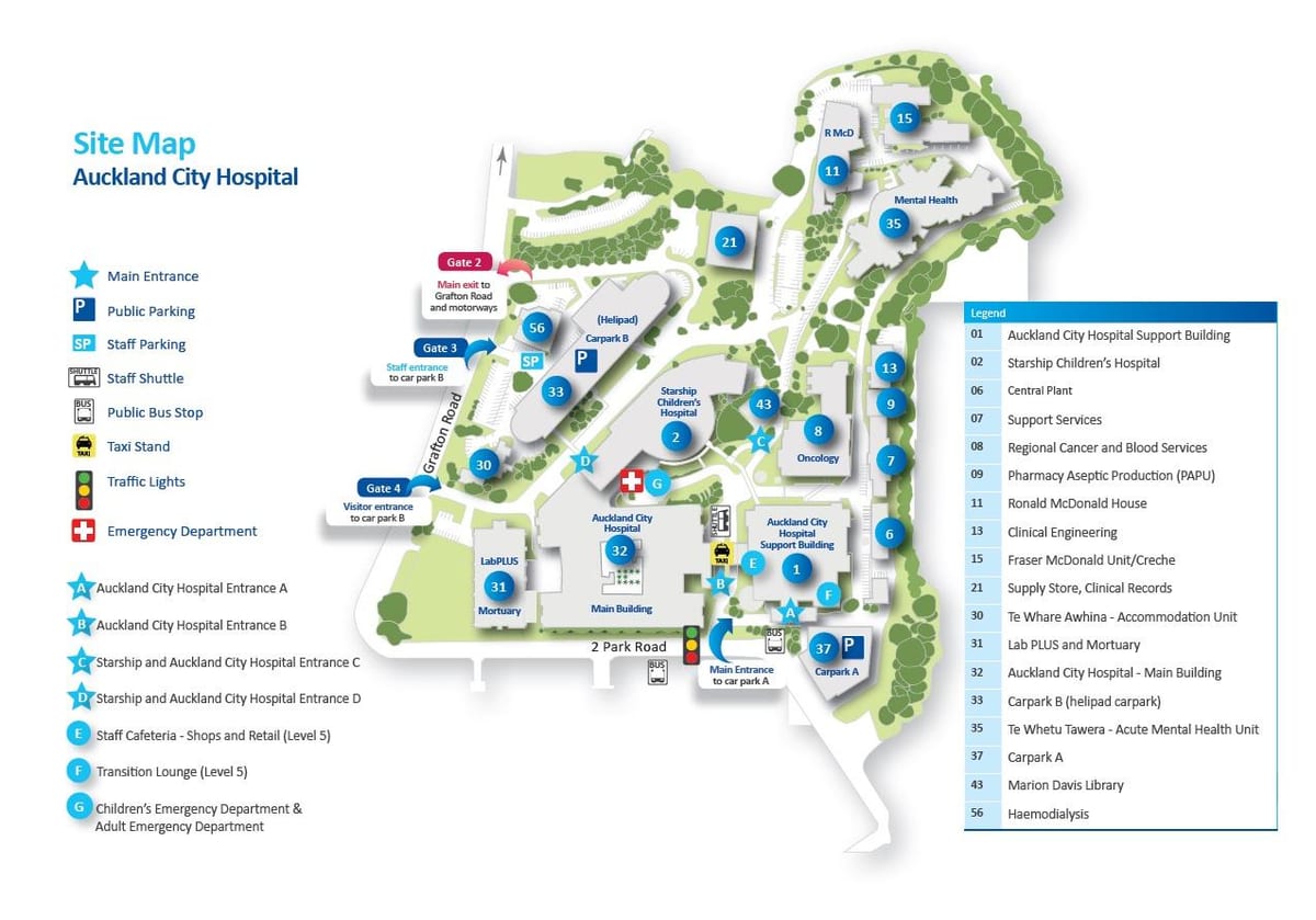 harta e Auckland në spital