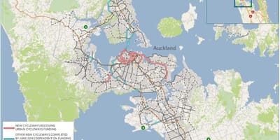 Harta e cycleway Auckland hartë