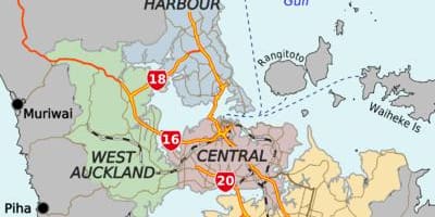 Harta e Auckland rrethe